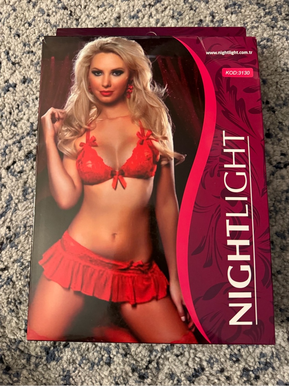 Women's Red Lace Bra & Mini Skirt Lingerie Set